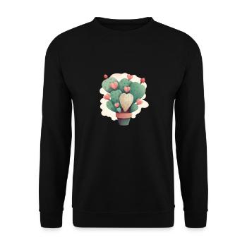 Niedliche Kaktusherz-Wüsten-Sukkulenten-Liebhaberpflanze - Unisex Pullover - Schwarz - Vorne - Alina (178cm) & Michal (187cm)