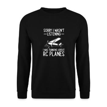 Remote Controlled Airplane Model Airplane - Unisex Sweatshirt - black - Front - Alina (178cm) & Michal (187cm)