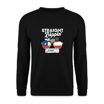 Straight Trippin' Chile Vacation Tour Travel Trip - Unisex Pullover - Schwarz - Vorne - Alina (178cm) & Michal (187cm)