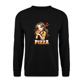 Pizza Lover Young Girl Anime Manga Pizza - Sweat-shirt Unisexe - noir - Devant - Alina (178cm) & Michal (187cm)