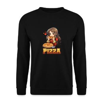 Pizza Lover Young Girl Anime Manga Pizza - Sweat-shirt Unisexe - noir - Devant - Alina (178cm) & Michal (187cm)