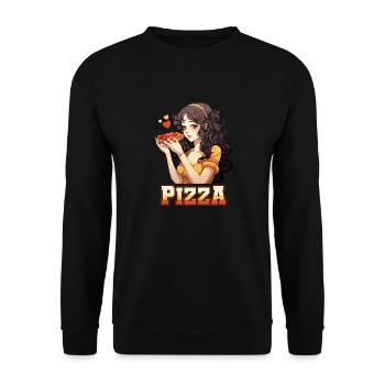 Pizza Lover Young Girl Anime Manga Pizza - Sweat-shirt Unisexe - noir - Devant - Alina (178cm) & Michal (187cm)