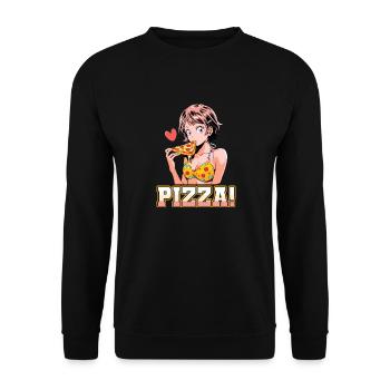 Pizza Lover Young Girl Anime Manga Pizza - Sweat-shirt Unisexe - noir - Devant - Alina (178cm) & Michal (187cm)