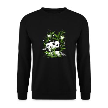 Pandababys im Bambusfeld - Unisex Pullover - Schwarz - Vorne - Alina (178cm) & Michal (187cm)