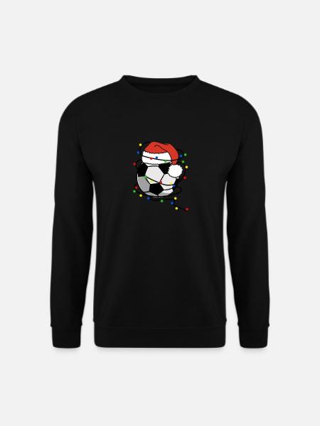 Weihnachtsmann Fußball Weihnachtsbeleuchtung - Unisex Pullover - Schwarz