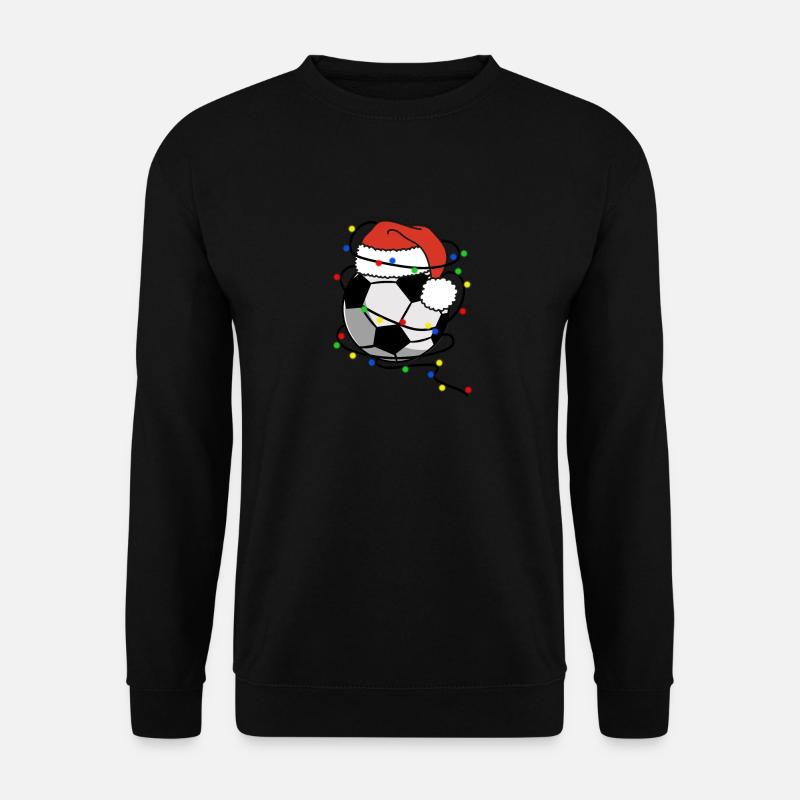 Weihnachtsmann Fußball Weihnachtsbeleuchtung - Unisex Pullover - Schwarz
