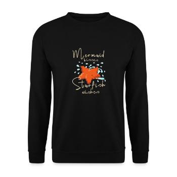 Meerjungfrau küsst Seesternwünsche - Unisex Pullover - Schwarz - Vorne - Alina (178cm) & Michal (187cm)