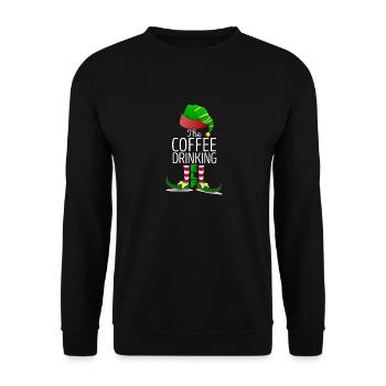 The Coffee-Drinking Elf Matching Family Group - Unisex Sweatshirt - black - Front - Alina (178cm) & Michal (187cm)