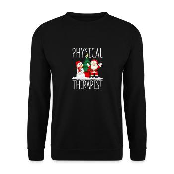 Physiotherapeutin PTA Weihnachtsbaum Schneemann - Unisex Pullover - Schwarz - Vorne - Alina (178cm) & Michal (187cm)