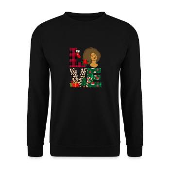 Love Christmas Black Melanin Afro African - Unisex Sweatshirt - black - Front - Alina (178cm) & Michal (187cm)