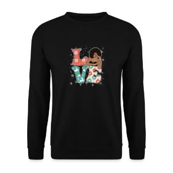 Love Christmas Black Melanin Afro African - Unisex Sweatshirt - black - Front - Alina (178cm) & Michal (187cm)