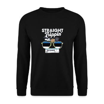 Straight Trippin' Estonia Vacation Tour Travel - Unisex Sweatshirt - black - Front - Alina (178cm) & Michal (187cm)
