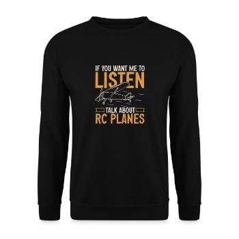 Remote Controlled Airplane Model Airplane - Unisex Sweatshirt - black - Front - Alina (178cm) & Michal (187cm)