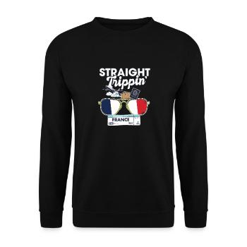 Straight Trippin' France Vacation Tour Travel - Unisex Sweatshirt - black - Front - Alina (178cm) & Michal (187cm)