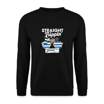 Straight Trippin' Greece Vacation Tour Travel - Unisex Sweatshirt - black - Front - Alina (178cm) & Michal (187cm)