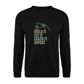 Ferngesteuertes Flugzeug Modellflugzeug - Unisex Pullover - Schwarz - Vorne - Alina (178cm) & Michal (187cm)