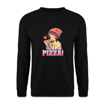 Pizza Lover Young Girl Anime Manga Pizza - Sweat-shirt Unisexe - noir - Devant - Alina (178cm) & Michal (187cm)