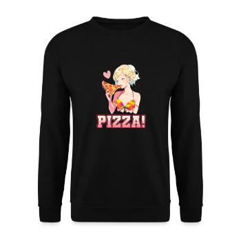 Pizza Lover Young Girl Anime Manga Pizza - Sweat-shirt Unisexe - noir - Devant - Alina (178cm) & Michal (187cm)