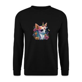 Chihuahua | Colourful Rainbow LGBTQ Unicorn - Unisex Sweatshirt - black - Front - Alina (178cm) & Michal (187cm)