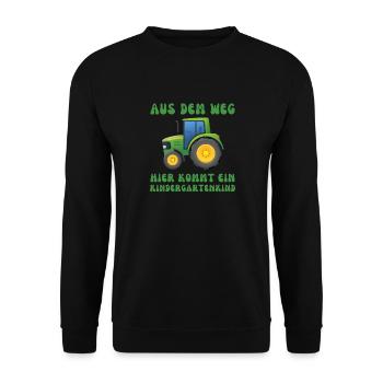 Aus dem Weg hier kommt ein Kindergartenkind - Unisex Pullover - Schwarz - Vorne - Alina (178cm) & Michal (187cm)