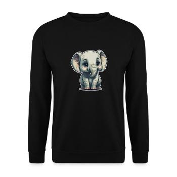 Süsser Baby Elefant Elephant - Unisex Pullover - Schwarz - Vorne - Alina (178cm) & Michal (187cm)