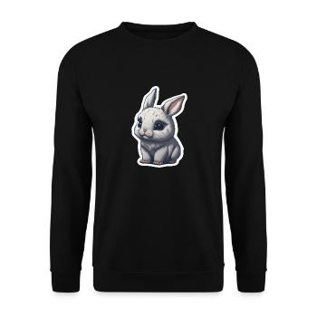 Hase Kaninchen Häschen Bunny Schlappohr - Unisex Pullover - Schwarz - Vorne - Alina (178cm) & Michal (187cm)