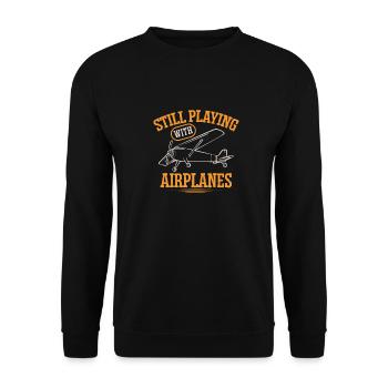 Remote Controlled Airplane Model Airplane - Unisex Sweatshirt - black - Front - Alina (178cm) & Michal (187cm)