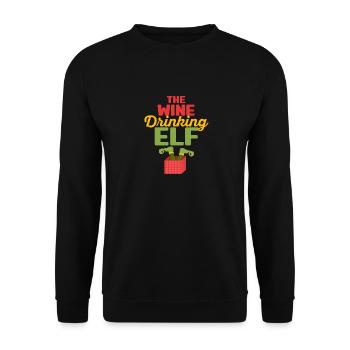 Der Wein trinkende Elf Passende Familiengruppe - Unisex Pullover - Schwarz - Vorne - Alina (178cm) & Michal (187cm)