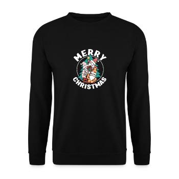 Frohe Weihnachten Gnome Matching Familie Pyjamas - Unisex Pullover - Schwarz - Vorne - Alina (178cm) & Michal (187cm)