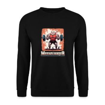 Muskelkater Bodybuilding Kraftsport Fitness Meme - Unisex Pullover - Schwarz - Vorne - Alina (178cm) & Michal (187cm)