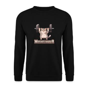 Muskelkater Bodybuilding Kraftsport Fitness Meme - Unisex Pullover - Schwarz - Vorne - Alina (178cm) & Michal (187cm)