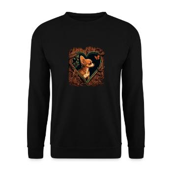 Chihuahua | Niedlicher Hund Welpe Natur Holz Herz - Unisex Pullover - Schwarz - Vorne - Alina (178cm) & Michal (187cm)