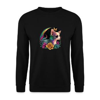 Chihuahua | Colourful Rainbow LGBTQ Unicorn - Unisex Sweatshirt - black - Front - Alina (178cm) & Michal (187cm)