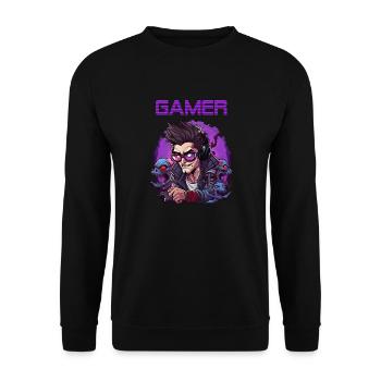 Gamer - Unisex Pullover - Schwarz - Vorne - Alina (178cm) & Michal (187cm)