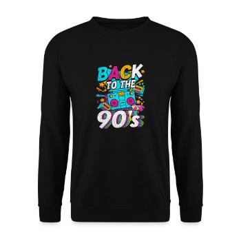 90er Jahre Mottoparty Back to the 90's Girl - Unisex Pullover - Schwarz - Vorne - Alina (178cm) & Michal (187cm)