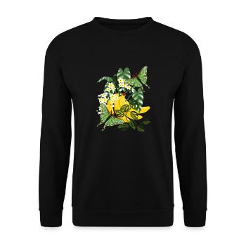 Banane mit Schmetterlingen - Unisex Pullover - Schwarz - Vorne - Alina (178cm) & Michal (187cm)