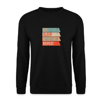 Eat Sleep Triathlon Repeat - Unisex Pullover - Schwarz - Vorne - Alina (178cm) & Michal (187cm)