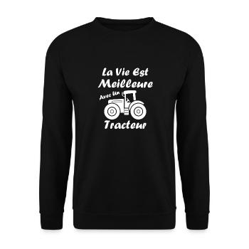 La vie est meilleure avec un tracteur - Sweat-shirt Unisexe - noir - Devant - Alina (178cm) & Michal (187cm)