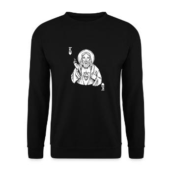 Citation religieuse Jésus-Christ est Roi de Cœur - Sweat-shirt Unisexe - noir - Devant - Alina (178cm) & Michal (187cm)