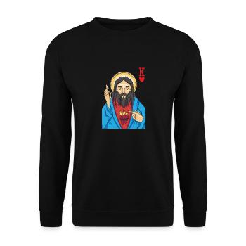Jésus-Christ est Roi De Cœur Religieux Chrétien - Sweat-shirt Unisexe - noir - Devant - Alina (178cm) & Michal (187cm)