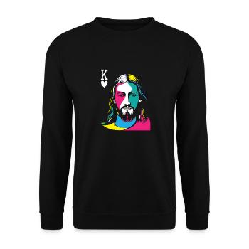 Religious Christian Believers Jesus Christ Is - Unisex Pullover - Schwarz - Vorne - Alina (178cm) & Michal (187cm)