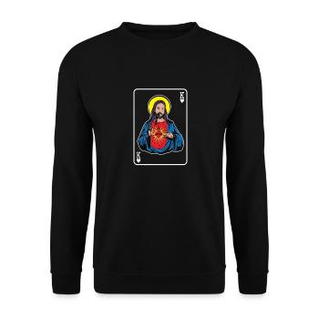Jésus-Christ est Roi De Cœur Citation Religieuse - Sweat-shirt Unisexe - noir - Devant - Alina (178cm) & Michal (187cm)