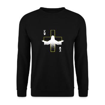 Religious Christian Scripture Jesus Christ Is - Unisex Pullover - Schwarz - Vorne - Alina (178cm) & Michal (187cm)