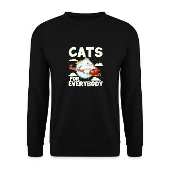 Katzen für alle Weihnachten Katze lustig Weihnacht - Unisex Pullover - Schwarz - Vorne - Alina (178cm) & Michal (187cm)