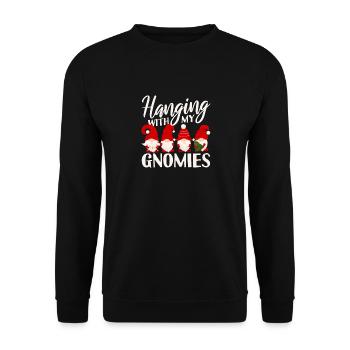 Hanging With My Gnomies Lustige Weihnachten Gnom - Unisex Pullover - Schwarz - Vorne - Alina (178cm) & Michal (187cm)