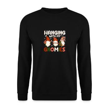 Hanging With My Gnomies Lustige Weihnachten Gnom - Unisex Pullover - Schwarz - Vorne - Alina (178cm) & Michal (187cm)