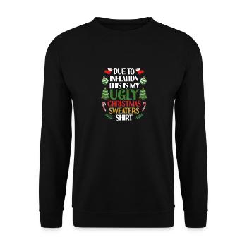 Aufgrund der Inflation ist dies mein hässliches - Unisex Pullover - Schwarz - Vorne - Alina (178cm) & Michal (187cm)