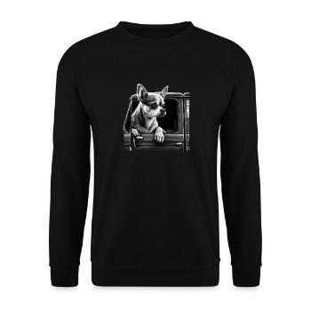 Chihuahua | Trucker LKW-Fahrer Vater Männer Auto - Unisex Pullover - Schwarz - Vorne - Alina (178cm) & Michal (187cm)