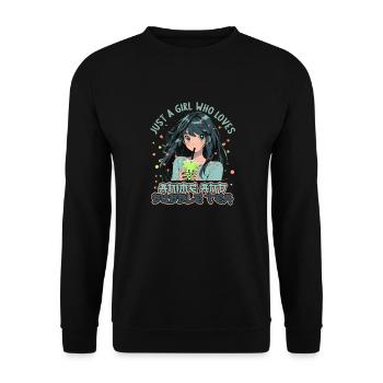 Just a girl who loves Anime and Boba Bubble Tea - Unisex Pullover - Schwarz - Vorne - Alina (178cm) & Michal (187cm)
