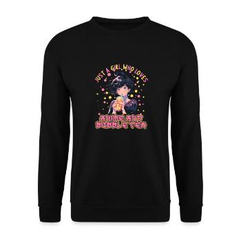 Just a girl who loves Anime and Boba Bubble Tea - Unisex Pullover - Schwarz - Vorne - Alina (178cm) & Michal (187cm)